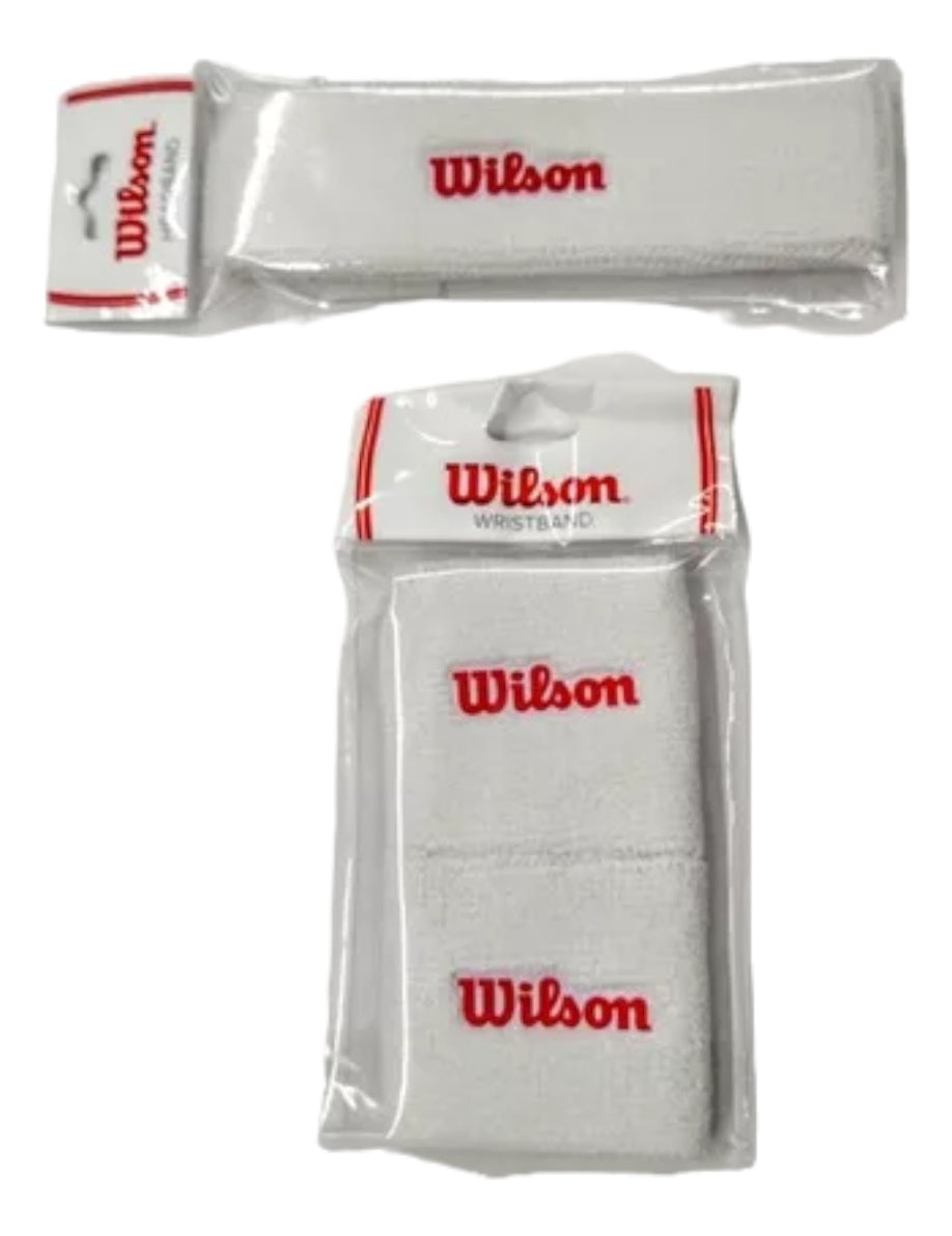 Muñequeras Y Bandana Pack Wilson Blancas Absorbentes