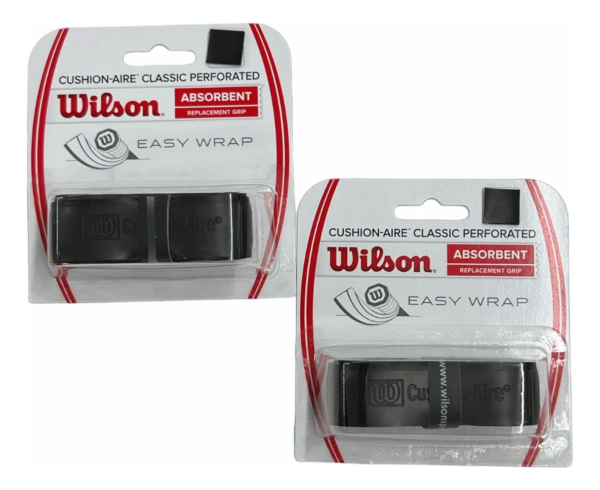2 Pack Grip Wilson Cushion Air Perforated Negro Para Raqueta