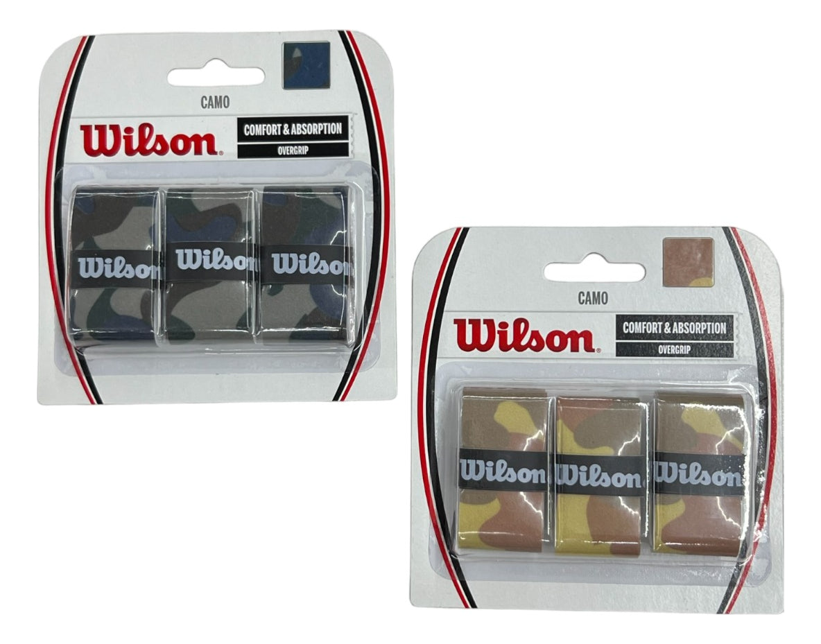 2 Pack Overgrips Wilson Camo Azul Y Cafe Con 3 Piezas C/u