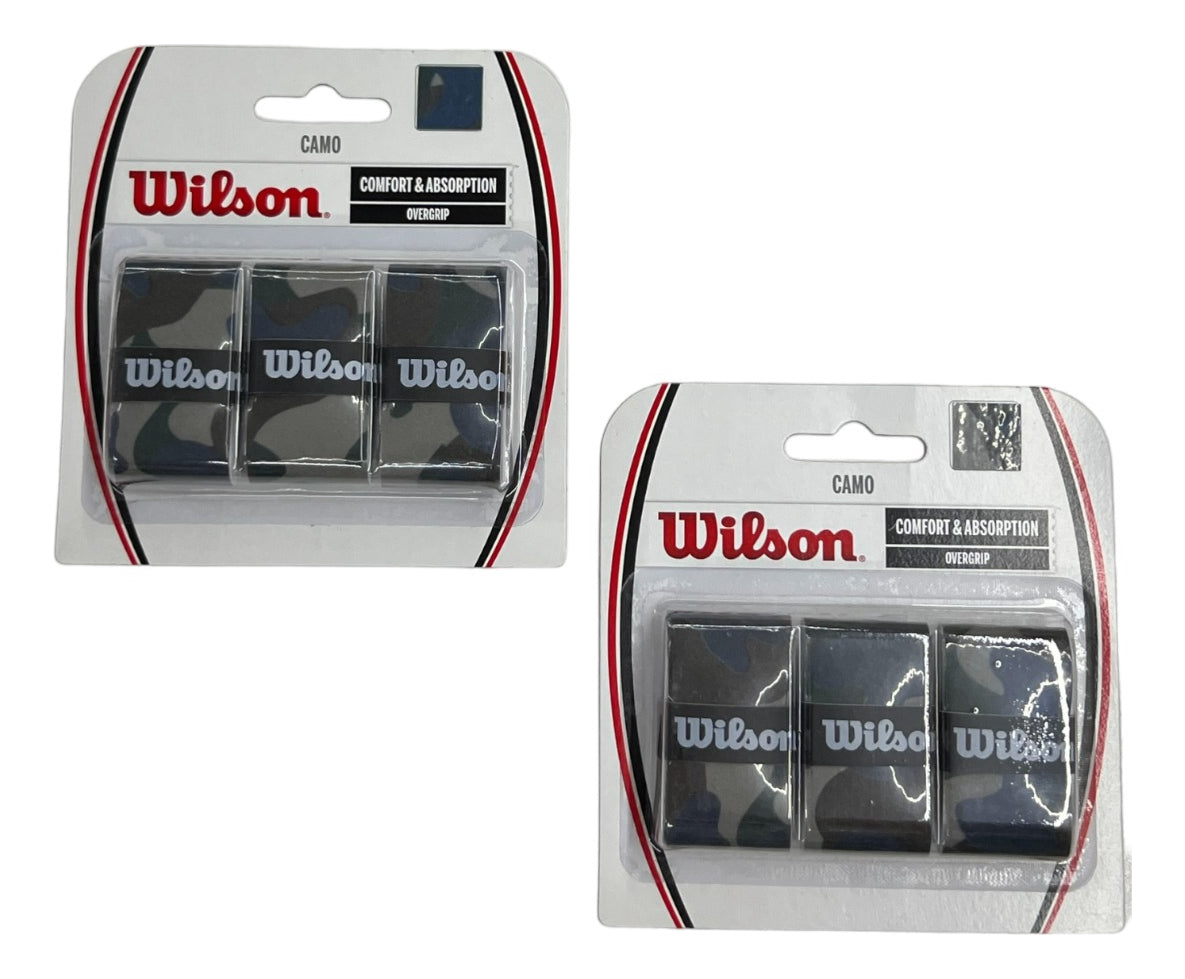 2 Pack Overgrips Wilson Camo Azul Con 3 Piezas C/u