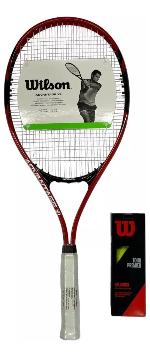 Raqueta Wilson Advantage Xl Y Pelotas Wilson Tour Premier